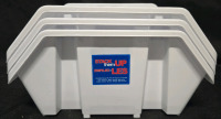 3 New | Stack Them Up White Plastic Stackable Storage Containers ( 10" x 7" x 6" )