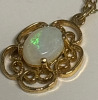 White Opal Filigree Sterling Gold over Pendant with Chain - 6