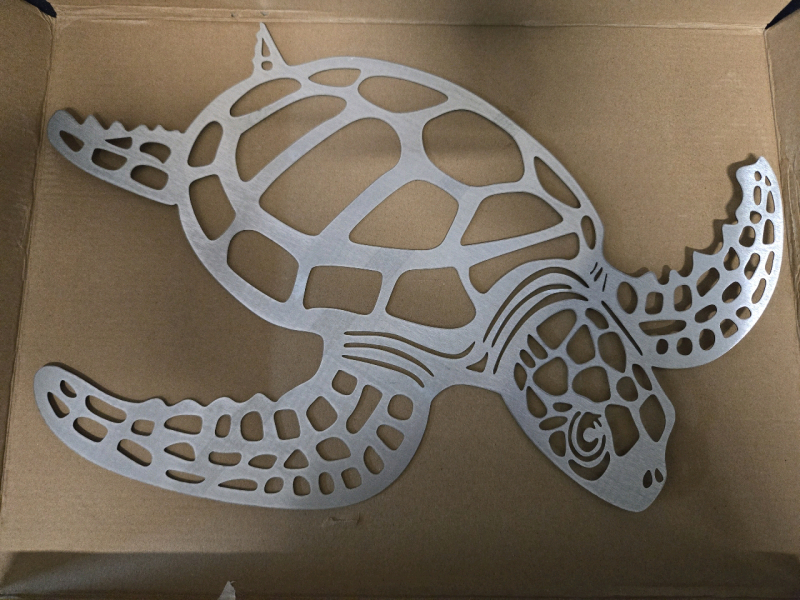New | Flat Metal Sea Turtle Ornament ( 16" x 11" )