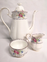 Vintage Royal Albert Petit Point Teapot & Sugar & Creamer - Made in England