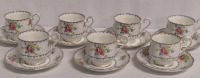 7 Vintage Royal Albert Petit Point Cups & Saucers - Made in England