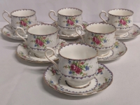 6 Vintage Royal Albert Petit Point Cups & Saucers - Made in England