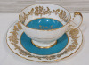 Vintage Aynsley Turquoise, White and Gold Cup & Saucer . Both Ring True , No chips or cracks