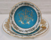 Vintage Aynsley Turquoise, White and Gold Cup & Saucer . Both Ring True , No chips or cracks - 2