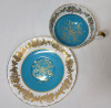 Vintage Aynsley Turquoise, White and Gold Cup & Saucer . Both Ring True , No chips or cracks - 3