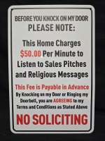 New | Before You Knock On My Door Please Note " No Soliciting" Metal Wall Sign ( 8" x 12" )
