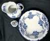 Antique "Flow Blue" Huron F Winkle & Co Ltd England Transferware / Whieldon Ware Pitcher, Washbasin & Vase - 2