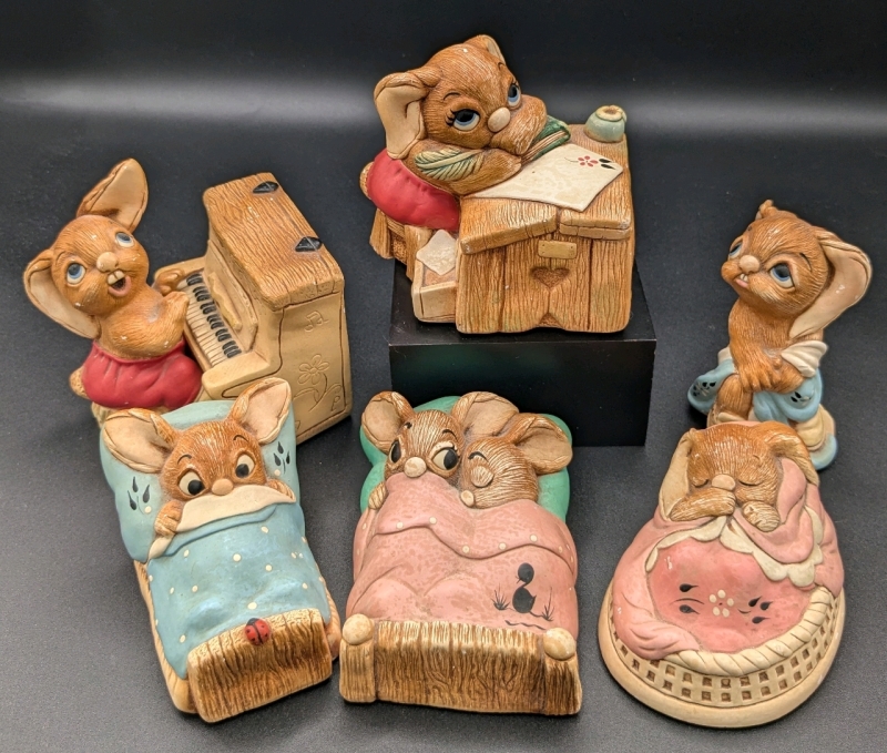 6 Vintage Pendelfin Bunny Figures | Up to 3.9" Tall