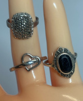 Three stamped Sterling Silver Rings