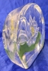 Vintage Unsigned D'Arques France Crystal Reverse Painted Lily Pad & Water Lily Paperweight | 4.6" x 1.2" x 3.3" Tall - 2