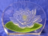 Vintage Unsigned D'Arques France Crystal Reverse Painted Lily Pad & Water Lily Paperweight | 4.6" x 1.2" x 3.3" Tall - 3