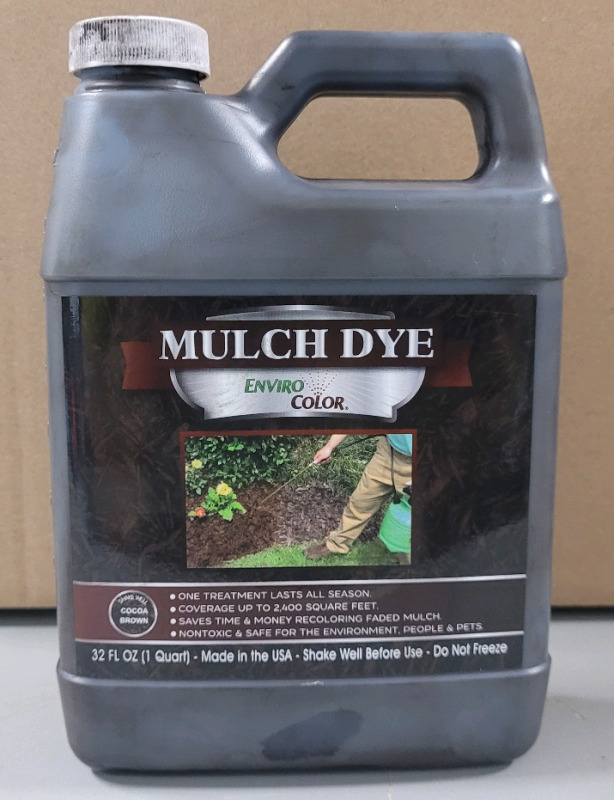 New - Enviro Color Mulch Dye " Cocoa Brown " . One (1) Quart , 32fl oz. , covers 2400sq. feet