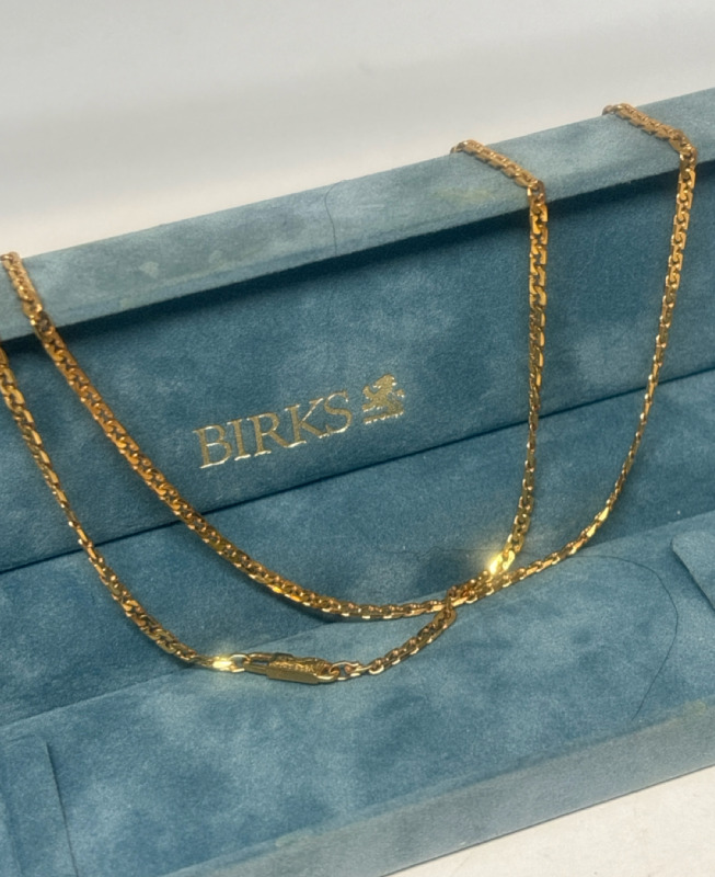 BIRKS Italy 14K Yellow Gold Substantial Serpentine Chain Original BIRKS BOX