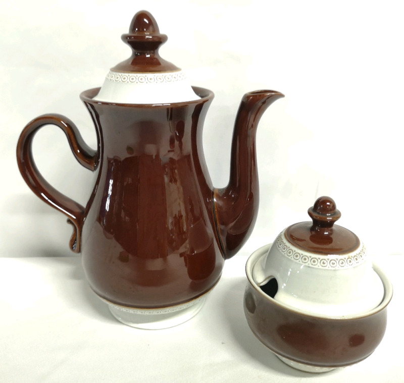Denby Stoneware Teapot & Sugar - Made in England