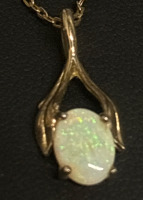 Sterling Gold over Opal Pendant with Chain