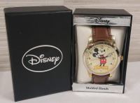 Walt Disney Mickey Mouse Wrist Watch with Brown Simulated Leather Band