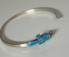 Sterling Turquoise Inlay Ankh Buckle Bracelet Cuff - 2