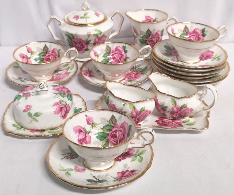 Vintage Royal Stafford Teacups & Saucers, Creamers & Sugars + Berkeley Rose Pattern - Made in England