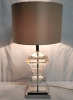 Home Decor Modern Stacked Clear Table Lamp with Shade . Lamp measures 26" tall . Tested Working