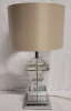 Home Decor Modern Stacked Clear Table Lamp with Shade . Lamp measures 26" tall . Tested Working - 2