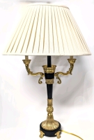 Vintage Triple-Light Footed Table Lamp with Gold Gilt Pineapple & Artichoke Details | 33" Tall x 21" Wide