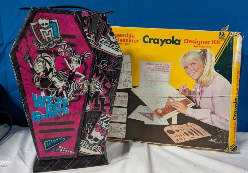 Monster High All Stars Coffin Locker and Vintage Crayola Designer Kit for Interiors.