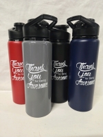 Set of 4 New | aluminum/ Hard Plastic Water Bottles " Thank You For Being Awesome " ( 9.5" Tall )