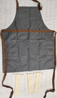 New | 4 Pocket Grey Apron With Brown Straps ( 30" x 24.5" )