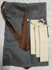 New | 4 Pocket Grey Apron With Brown Straps ( 30" x 24.5" ) - 2