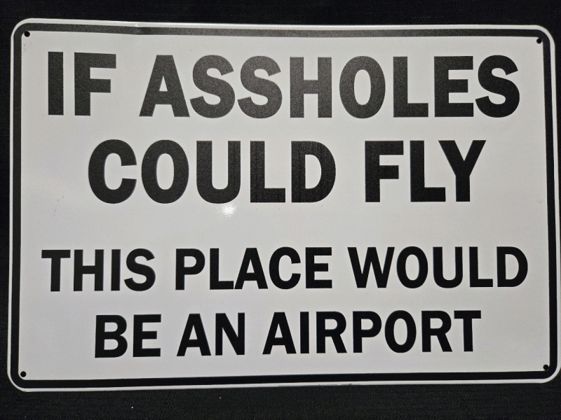 New | " If As*Holes Could Fly This Place Would Be An Airport " Metal Wall Sign ( 8" x 12 " )