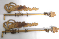 Vintage Ornate Swing Arm Extension Curtain Rods with Original Drapery Rings - 17.75" long and 5.5" tall