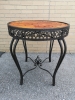 Metal Base Table with Bamboo Style Top - 27.5" diameter and 29" tall - 3