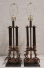 2 Modern Home Decor Four Pillar Table Lamps with Black Shades. Measures 33" tall each . - 4