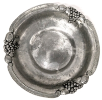 Vintage (Engraved 1883 on inside rim) SKS ZINN 95% Pewter Grape Bowl | 10.4" Diameter x 2.5" Tall