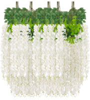 24 Pack Of New | Wisteria Fake White Hanging Flower Vines ( 38" Each Vine )