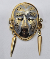 Vintage Venetian Mask Brooch Mime Baby Face Theatre