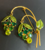 Green Enamel Emerald & Peridot Rhinestone Cluster Articulated Brooch - 3