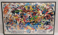 1993 AVENGERS 30th Anniversary Poster Signed by Comic Book Artist George Perez , No COA . Measures 34"×22.5"