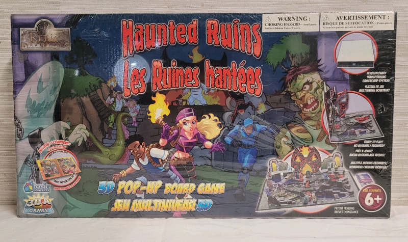 New Relic Raiders Haunted Ruins 3D Pop-Up Board Game , Sealed . Ages 6+ , 2-4 players , 20-25 minutes