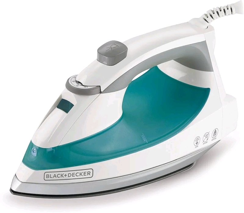 New Black+Decker "Light n Easy" Lightweight Steam Iron, 1200 Watt Clothing Iron, Teal, IR0820C