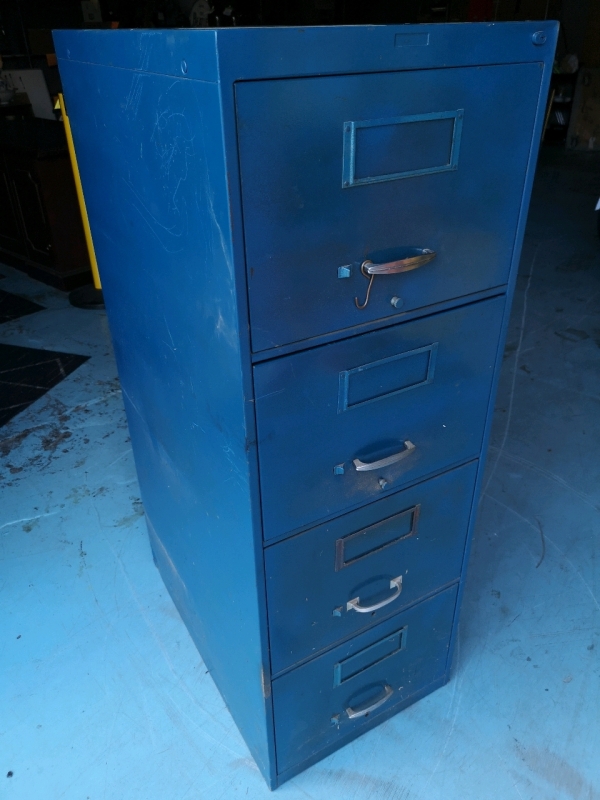 Four Drawer Metal Filing Cabinet - Blue No Key