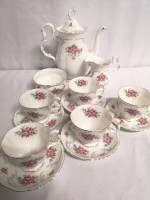 Vintage Royal Albert Teapot, Sugar, Creamer, Cups & Saucers Tranquility Pattern - Made in England