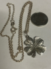 Sterling Four Leaf Clover Stamped Pendant 925 Italy Chain - 3