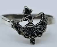 Vintage Ballerina Sterling Silver Ring Set with Marcasites<br/>