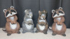 New - Outdoor Plastic Racoon & Squirrel Garden Art . Measures 8.5" tall . Plug on bottom to fill with sand for added weight