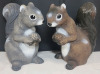 New - Outdoor Plastic Racoon & Squirrel Garden Art . Measures 8.5" tall . Plug on bottom to fill with sand for added weight - 2