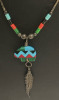 Navajo Sterling Silver Bear and Feather Necklace - 2