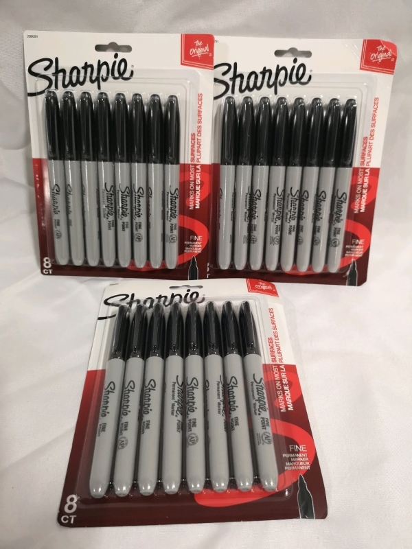 3 Packs of Black Sharpie's - Fine Tip