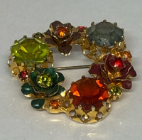 Vintage Made in Austria wreath Brooch Signed