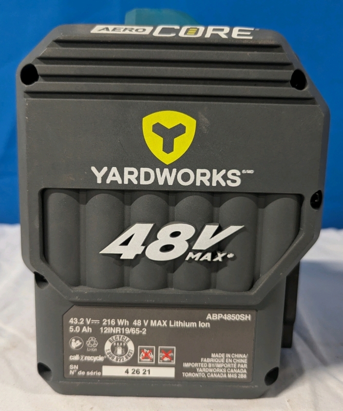 Yardworks AeroCore 48 Volt Max Lithium Ion Rechargeable Battery